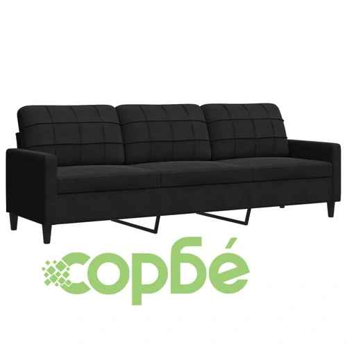 Мека мебел от 2 части с възглавници и болстери черен кадифе ➤ топ цена ➤ sorbe.bg