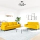 Мека мебел от 2 части с възглавници и болстери жълт кадифе