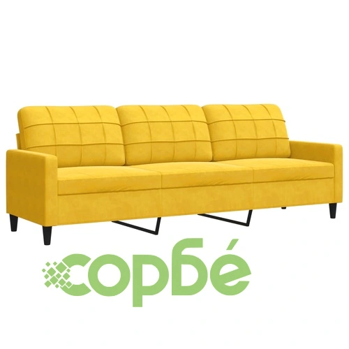 Мека мебел от 2 части с възглавници и болстери жълт кадифе ➤ топ цена ➤ sorbe.bg