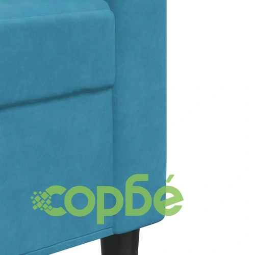 Мека мебел от 2 части с възглавници и болстери син кадифе ➤ топ цена ➤ sorbe.bg