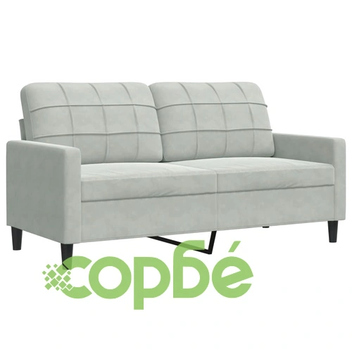 Мека мебел от 3 части с възглавници и болстери светлосив кадифе ➤ топ цена ➤ sorbe.bg