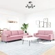 Мека мебел от 3 части с възглавници и болстери розов кадифе