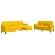 Мека мебел от 3 части с възглавници и болстери жълт, кадифе