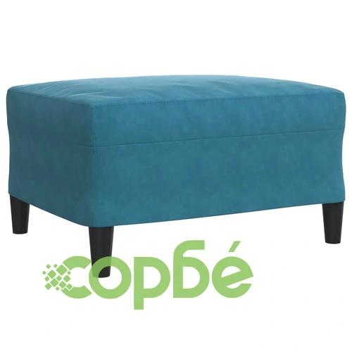 Мека мебел от 3 части с възглавници и болстери син кадифе ➤ топ цена ➤ sorbe.bg