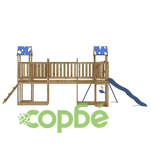 Комбинирано детско съоръжение за игра, импрегниран бор ➤ топ цена ➤ sorbe.bg