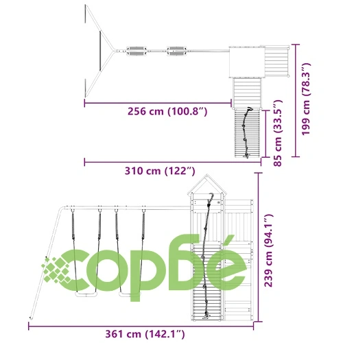 Комбинирано детско съоръжение за игра, импрегниран бор ➤ топ цена ➤ sorbe.bg