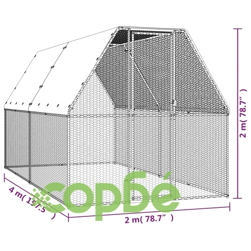 Клетка за пилета, 2x4x2 м, поцинкована стомана ➤ топ цена ➤ sorbe.bg