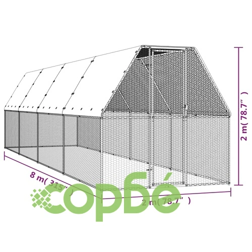 Клетка за пилета, 2x8x2 м, поцинкована стомана ➤ топ цена ➤ sorbe.bg