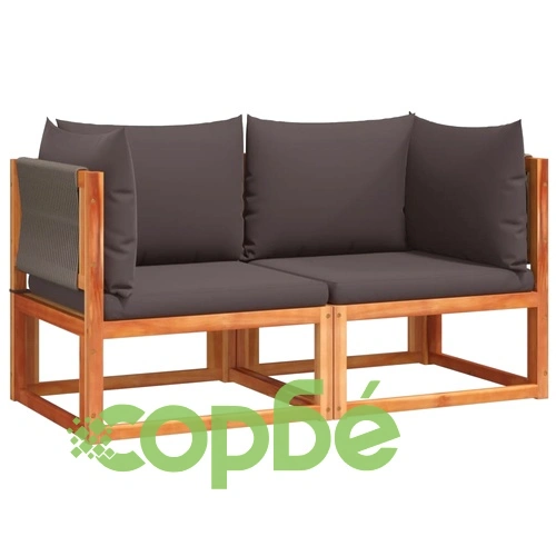 Градински дивани ъглови с възглавници, 2 бр., дърво, акация и въже ➤ топ цена ➤ sorbe.bg