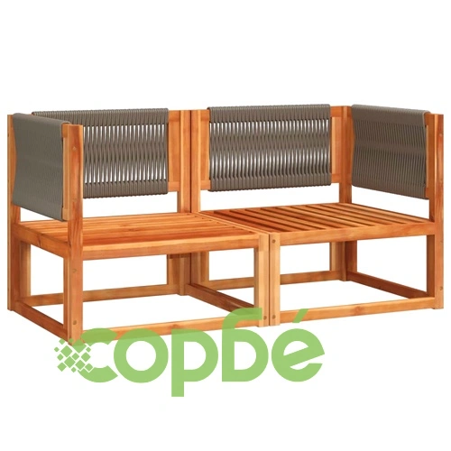 Градински дивани ъглови с възглавници, 2 бр., дърво, акация и въже ➤ топ цена ➤ sorbe.bg