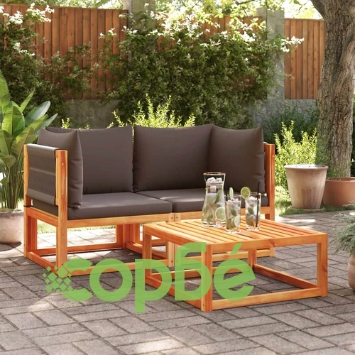 Градински дивани ъглови с възглавници, 2 бр., дърво, акация и въже ➤ топ цена ➤ sorbe.bg