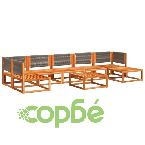 Градински комплект от 8 дивана с възглавници, дърво, акация и въже ➤ топ цена ➤ sorbe.bg