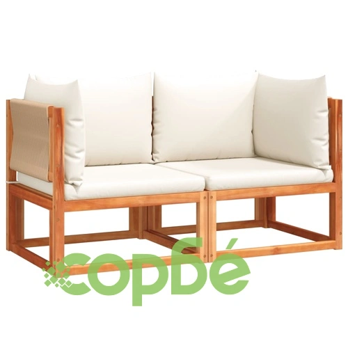 Градински дивани ъглови с възглавници, 2 бр., дърво, акация и въже ➤ топ цена ➤ sorbe.bg