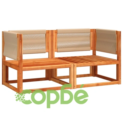 Градински дивани ъглови с възглавници, 2 бр., дърво, акация и въже ➤ топ цена ➤ sorbe.bg