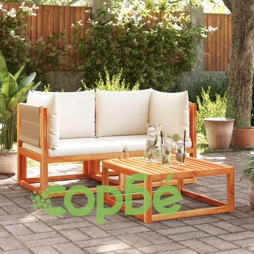 Градински дивани ъглови с възглавници, 2 бр., дърво, акация и въже ➤ топ цена ➤ sorbe.bg