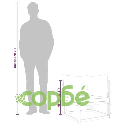 Градински комплект от 3 дивана с възглавници, дърво, акация и въже ➤ топ цена ➤ sorbe.bg