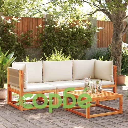 Градински комплект от 3 дивана с възглавници, дърво, акация и въже ➤ топ цена ➤ sorbe.bg