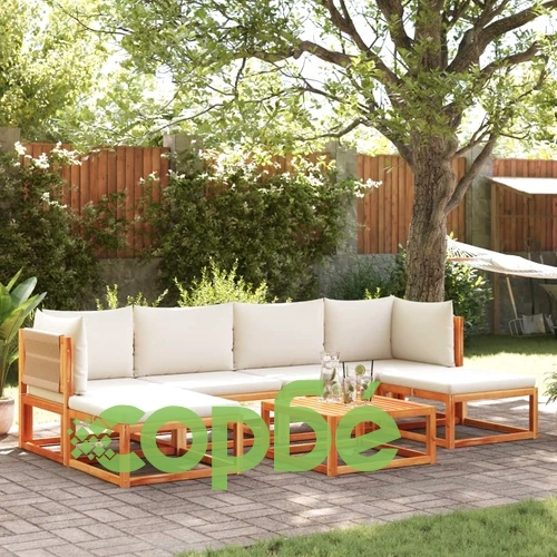 Градински комплект дивани, 7 части, с възглавници, дърво, акация и въже ➤ топ цена ➤ sorbe.bg