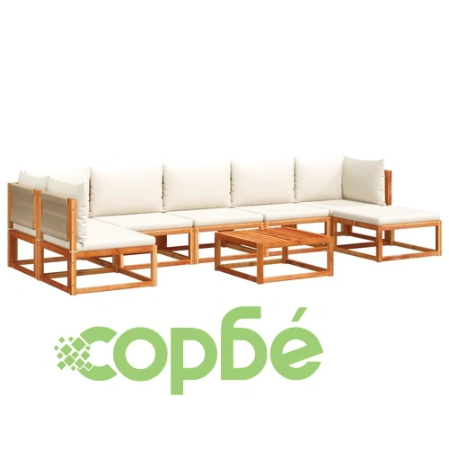 Градински комплект от 8 дивана с възглавници, дърво, акация и въже ➤ топ цена ➤ sorbe.bg