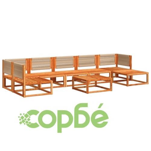 Градински комплект от 8 дивана с възглавници, дърво, акация и въже ➤ топ цена ➤ sorbe.bg