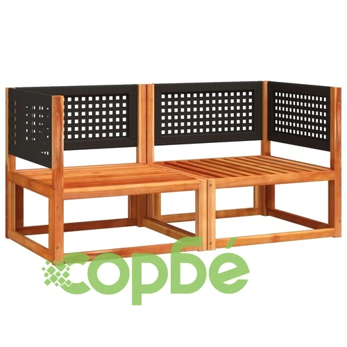 Градински дивани ъглови с възглавници, 2 бр., дърво, акация и ратан ➤ топ цена ➤ sorbe.bg