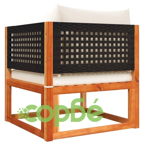 Градински дивани ъглови с възглавници, 2 бр., дърво, акация и ратан ➤ топ цена ➤ sorbe.bg