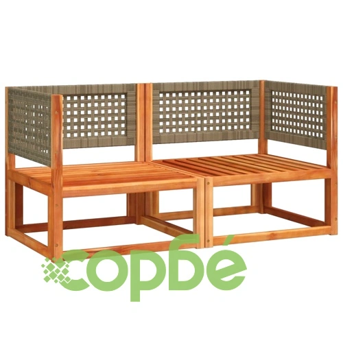 Градински дивани ъглови с възглавници, 2 бр., дърво, акация и ратан ➤ топ цена ➤ sorbe.bg