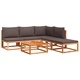 Градински комплект от 6 дивана с възглавници, дърво, акация и ратан