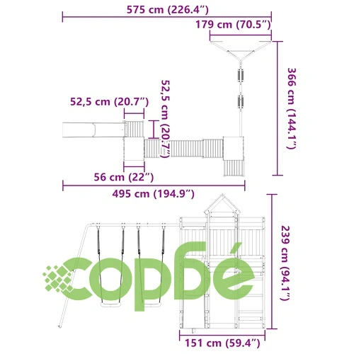 Комбинирано детско съоръжение, масивна дугласка дървесина ➤ топ цена ➤ sorbe.bg