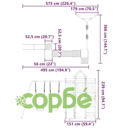 Комбинирано детско съоръжение за игра, импрегниран бор ➤ топ цена ➤ sorbe.bg