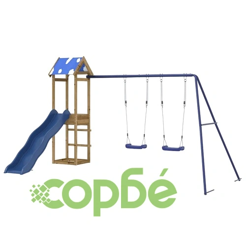 Комбинирано детско съоръжение за игра, импрегниран бор ➤ топ цена ➤ sorbe.bg