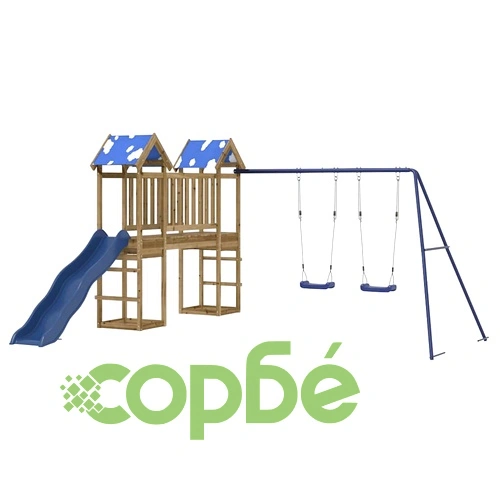 Комбинирано детско съоръжение за игра, импрегниран бор ➤ топ цена ➤ sorbe.bg