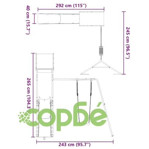Комбинирано детско съоръжение за игра, импрегниран бор ➤ топ цена ➤ sorbe.bg