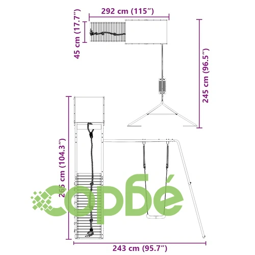 Комбинирано детско съоръжение за игра на открито, бор масив ➤ топ цена ➤ sorbe.bg