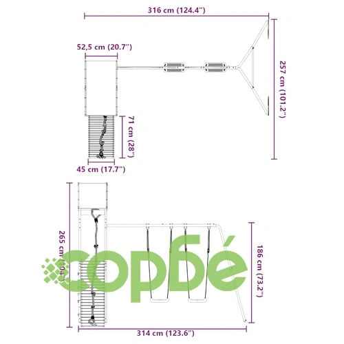 Комбинирано детско съоръжение, масивна дугласка дървесина ➤ топ цена ➤ sorbe.bg