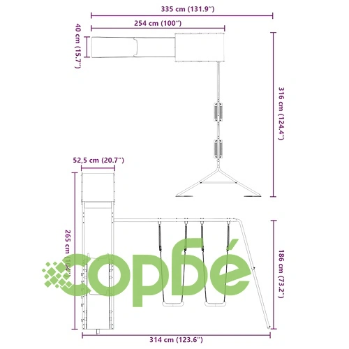 Комбинирано детско съоръжение за игра на открито, бор масив ➤ топ цена ➤ sorbe.bg