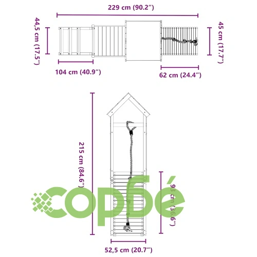 Комбинирано детско съоръжение за игра, импрегниран бор ➤ топ цена ➤ sorbe.bg