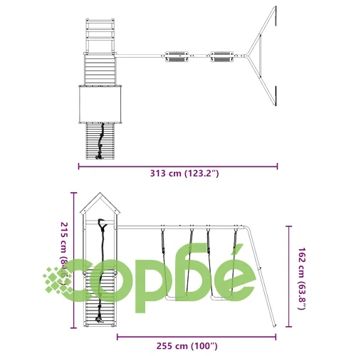 Комбинирано детско съоръжение за игра, импрегниран бор ➤ топ цена ➤ sorbe.bg