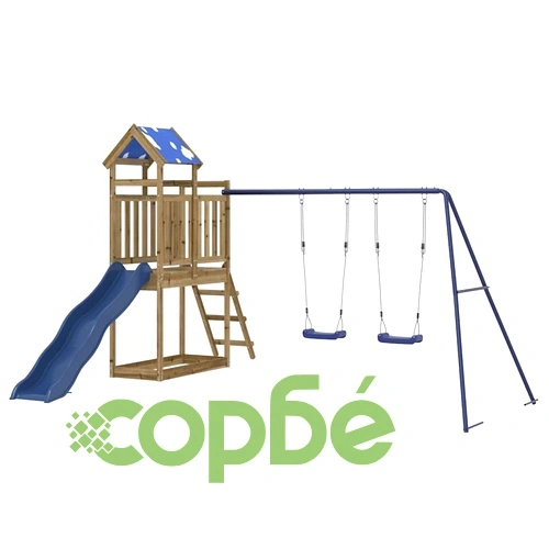 Комбинирано детско съоръжение за игра, импрегниран бор ➤ топ цена ➤ sorbe.bg