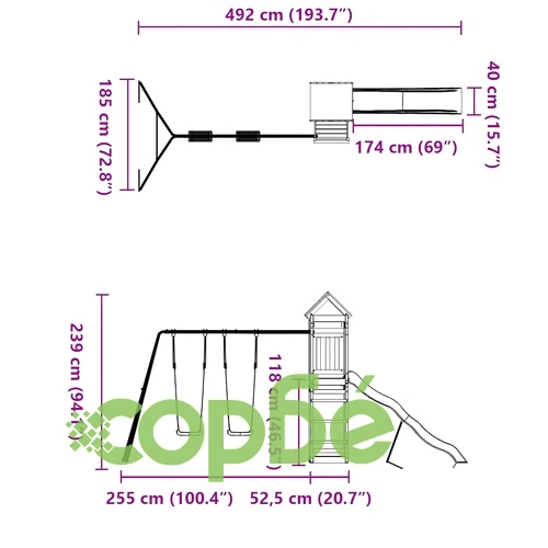 Комбинирано детско съоръжение за игра на открито, бор масив ➤ топ цена ➤ sorbe.bg