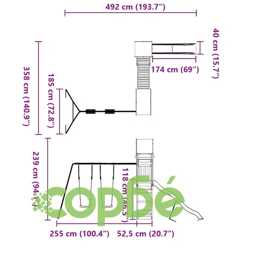 Комбинирано детско съоръжение, масивна дугласка дървесина ➤ топ цена ➤ sorbe.bg