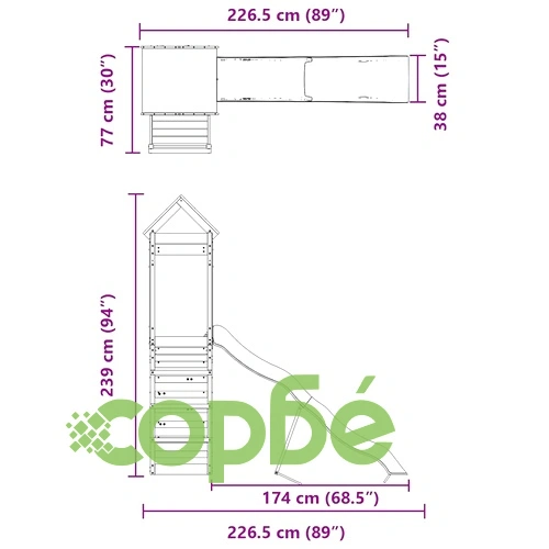 Комбинирано детско съоръжение за игра на открито, бор масив ➤ топ цена ➤ sorbe.bg