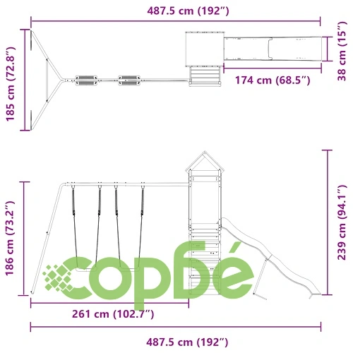 Комбинирано детско съоръжение, масивна дугласка дървесина ➤ топ цена ➤ sorbe.bg