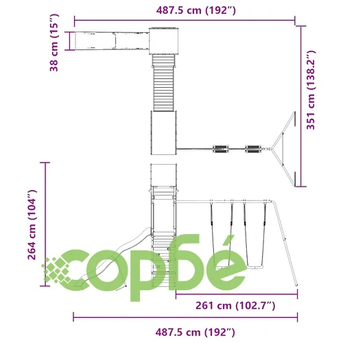 Комбинирано детско съоръжение, масивна дугласка дървесина ➤ топ цена ➤ sorbe.bg