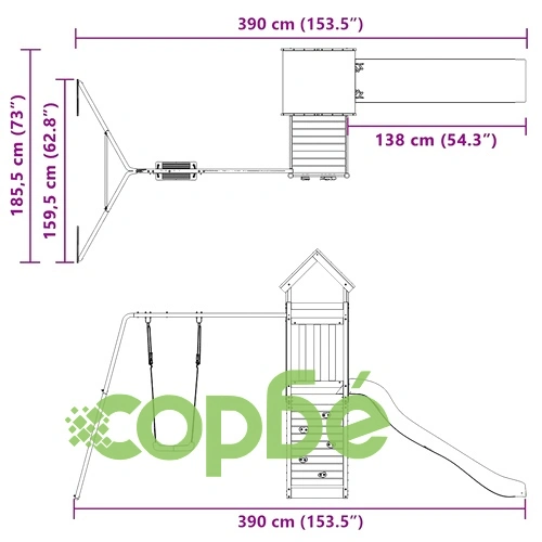 Комбинирано детско съоръжение за игра, импрегниран бор ➤ топ цена ➤ sorbe.bg