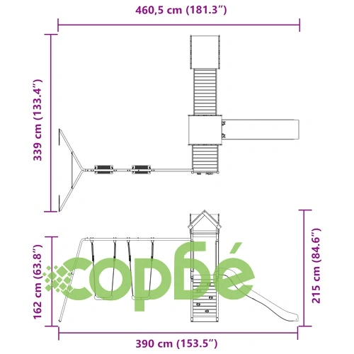 Комбинирано детско съоръжение, масивна дугласка дървесина ➤ топ цена ➤ sorbe.bg