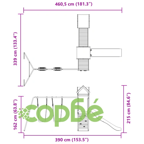 Комбинирано детско съоръжение за игра, импрегниран бор ➤ топ цена ➤ sorbe.bg