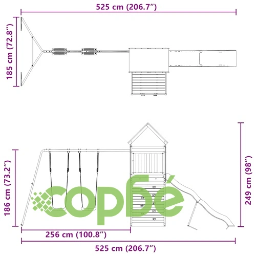 Комбинирано детско съоръжение, масивна дугласка дървесина ➤ топ цена ➤ sorbe.bg