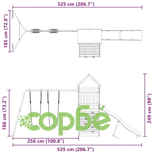 Комбинирано детско съоръжение за игра, импрегниран бор ➤ топ цена ➤ sorbe.bg