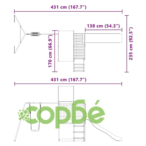 Комбинирано детско съоръжение за игра на открито, бор масив ➤ топ цена ➤ sorbe.bg